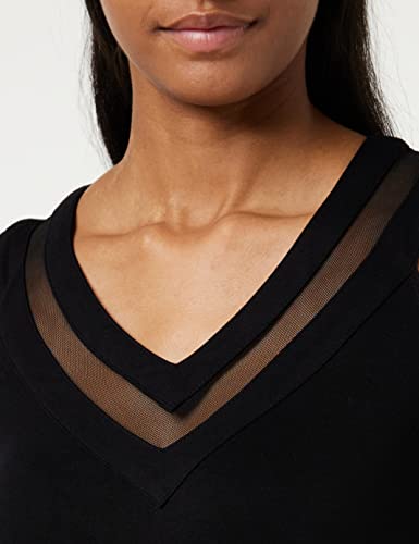 Morgan Top de punto de jersey y tul Negro S