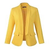 Beninos Womens Casual Long Sleeve Blazer Jackets with No Button (807 Yellow, XS)