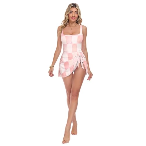 Maillot de bain 1 pièce jupe amovible style grille chic pour la plage