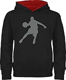 Shirtracer Kinder Sport Kleidung - Basketballspieler - 152 (12/13 Jahre) - Schwarz/Rot - Basketball Pulli Kinder - JH003K - Kinder Hoodie Pullover für Jungen und Mädchen