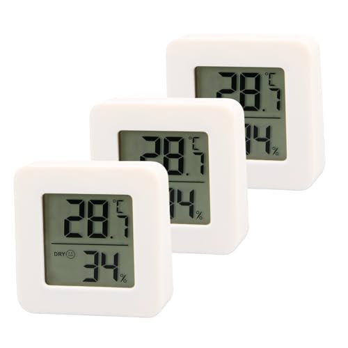 wilcractk 3pcs Set Haute Précision Mini - Thermomètre Hygromètre,Bureau Bébé Chambre Indicateur de Confort, Intérieur et Extérieur Thermomètre...