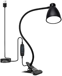Semlos 38 LED Clip on Light, USB Desk Light, Reading Lamp for Bedroom Tabletop, 3 Color Modes 10 Dimming Brightness Desk Lamps, Adjustable Gooseneck, Auto Off