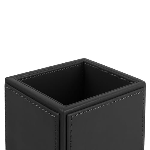 Image of V-CUBE DESIGNS Premium Vegan Leather Pen Holder for Desk & Study Table Accessory | Marker /Pencil Stand for Student | Stationery Organizer for Office Table & Home | 6mm Thickness with MDF Core |Black