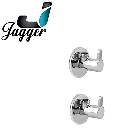 Image of Jagger Mark Brass Disk Angle Cocke for Bathroom Angle Valve, Angle Wall for Bathroom Angle Cocke for wash Basin Brass Angle Valve for wash Basin with Free Flange and Teflon Tape Set of (2)