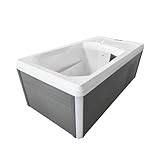 SANOTECHNIK Ice Bad Eisbad & Wellness-Whirlpool, Rechteckig, Weiß/Grau, 200 kg, 210x110x80 cm, Edelstahlrahmen, 220-240V, Frostschutzsystem, 530L, 4 Massagedüsen