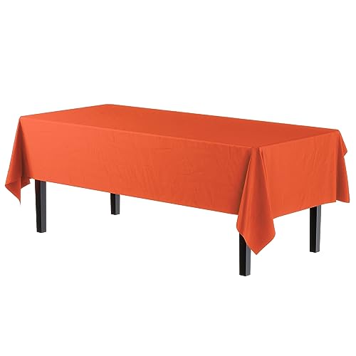 Image of Party Solids Orange Rectangular Plastic Tablecloth - 54x108 Inch, Pack of 24