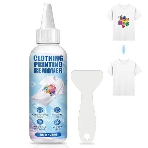 NoxGule 125ml Flockentferner Beflockung Textilien Druckecke Flexentferner Flockentferner Entfernt Drucke von Kleidung Ohne den Stoff zu Beschädigen für Textilien Baumwolle Polyester Nylon