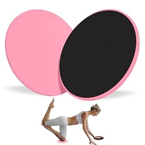 2 Pcs Dual Sided Gliding Discs, Exercise Core Sliders Ultimate Core Trainer for Carpet Hardwood Hard Floors Home Gym Abdominal Pilates CrossFit Equipment Body Workout Discs (Pink)