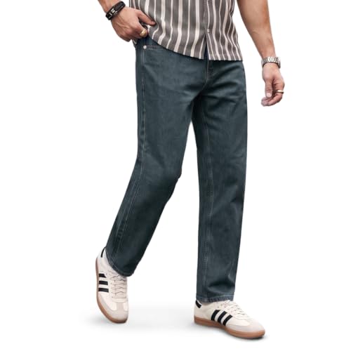 Image of Urbano Fashion Men's Relaxed Fit Washed Denim Jeans Non-Stretchable