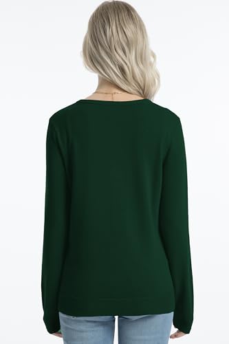 Image of QUALFORT Women's 100% Cotton Lightweight Cardigans Long Sleeve Knitted Button Down Sweater