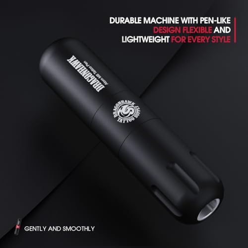 DRAGONHAWK Wireless Tattoo Machine Beginner Complete Kit Rotary Pen 50Pcs Cartridges Needles Color Inks Battery Power Supply 375DC