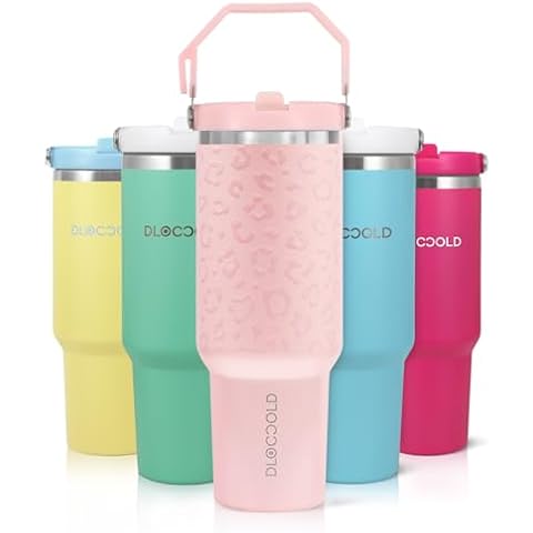 DLOCCOLD 40 oz Tumbler with Flip Straw & Handle,Stainless Steel Leak Proof Tumbler,Double Walled Insulated Water Bottle,Reusable Cup, Portable Travel Mug Fit in Cup holder Cover