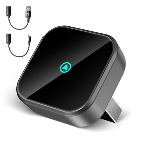DEALAZOT H3 Adaptador CarPlay Inalámbrico para iPhone - Convertidor de Cableado a Inalámbrico, Plug and Play USB-A/Type-C, Compatible con Coches Desde 2016 e iOS 10+