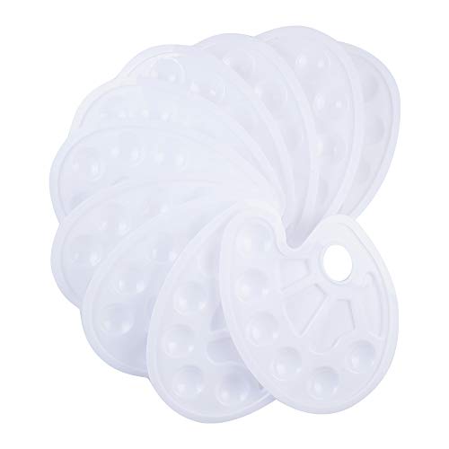 10 paletas de plástico blanco con 10 agujeros para el pulgar para pintar fiestas, manualidades y pintura artística Cover