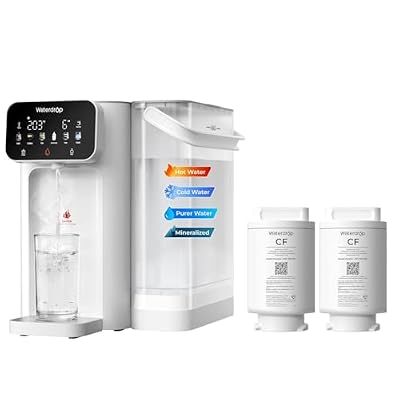 Waterdrop CT01 Countertop Water Filter System, Hot and Cold Water Dispenser with Multi-Stage Filtration with WD-CF01 Replacement Filter 1 Pack, Bundle