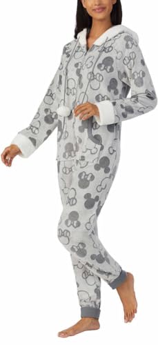 Disney Womens Midweight Onesie One Piece Pajama (US, Alpha, X-Large, Regular, Regular, Mickey & Minnie Gray)2