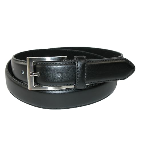 CTM Men's Leather Basic Dress Belt with Silver Buckle (Pack of 2 Colors)2