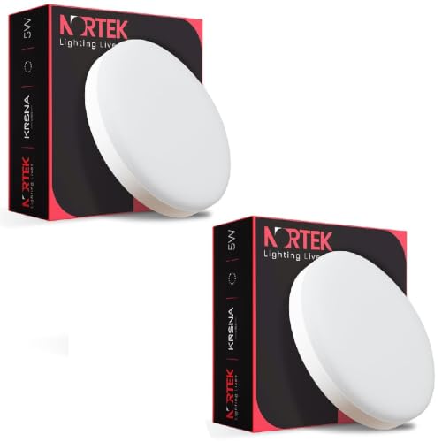 Image of Nortek Krsna 5w Surface Led Panel Light | LED Ceiling Light for Home | False Ceiling, Kitchen, Mandir, Office & Balcony Lights (Warm White, Pack of 2)