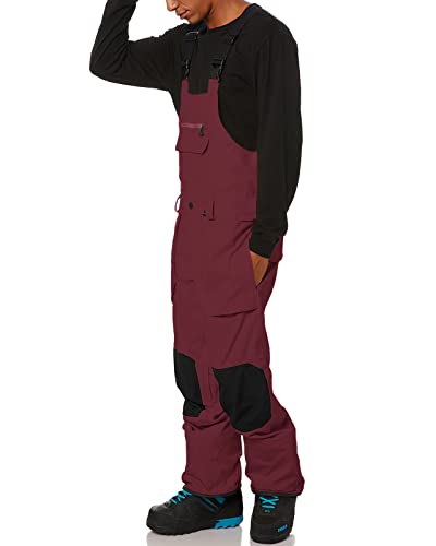 Men's Snow Bibs Ski Pants Adjustable Snowboard Bib Outdoor Waterproof Insulated Ripstop Snowboarding Overalls Winter Burgundy #TOP2