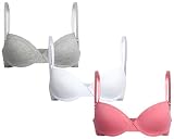 bebe Girls Training Bra - 3 Pack Soft Molded Girls Bra with Adjustable Straps - Padded Bras for Teens (A Cup/B Cup), Size 32A, Sweet Rose