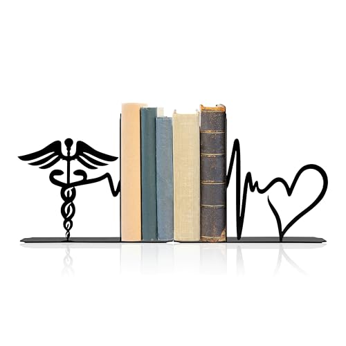 Medical-Themed Bookends for Shelves – Sturdy Office Decor for Clinics, Nurse Gifts & Study Decor, 7.1×1.2×6 Inch Bookshelf Decoration for Medical Professionals
