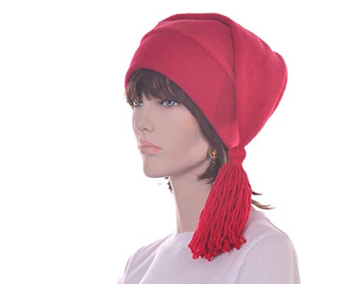 Red Stocking Cap Tassel Fleece Elf Hat