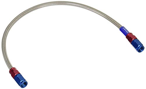 SWAGE LINE(スウェッジライン) イージーオーダーブレーキホース 汎用ホース ストレートフィッティング アルミ(レッド/ブルー) クリアホース 425mm SAK-1010M-0425