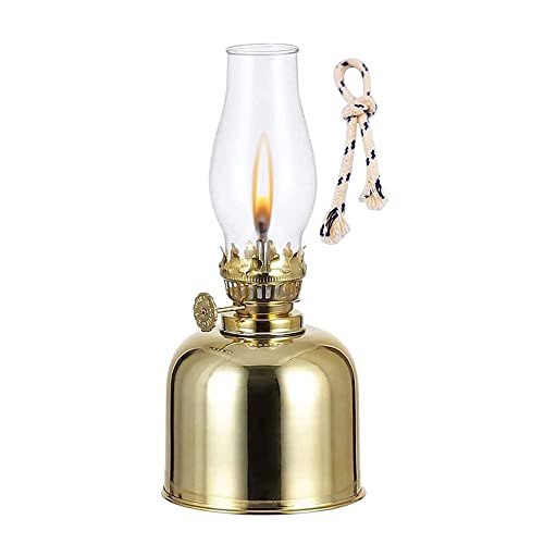 DEFORMER 19 CM / 7.5 Pouces Lampe à Pétrole Lampe à Huile en Verre Transparent et Métal Lanterne de Kérosène à Pétrole Grande Capacité Vintage Lanterne Tempête Pour Décoration de Chambre, Mariage Cover