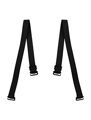 Allegra K Women Adjustable 1.5cm Elastic Band Bra Straps 2 Pairs Black