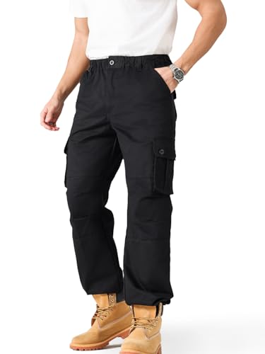 Cargo Pants for Men｜Elastic Waist, 6 Pockets & Adjustable Cuffs｜Cotton Fabric for Work, Casual & Daily Wear3