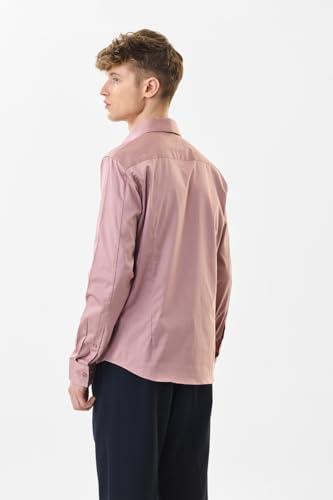 Image of SNITCH Men Formal Shirt | Slim Fit Full Sleeve Classic Collar Solid Pattern | Premium Cotton Blend & Breathable Fabric for Office