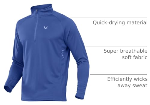 Image of NORTHYARD Men's Quarter Zip Pullover Athletic Running Shirt Long Sleeve | 1 /4 Zip Top, Quick Dry Lightweight, Moisture Wicking Breathable, Reflective Strips, Performance Workout Gym, Hiking Sports