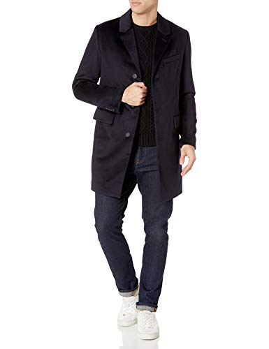 Cole Haan Men's Lambswool Button Front Jacket, Navy, Large