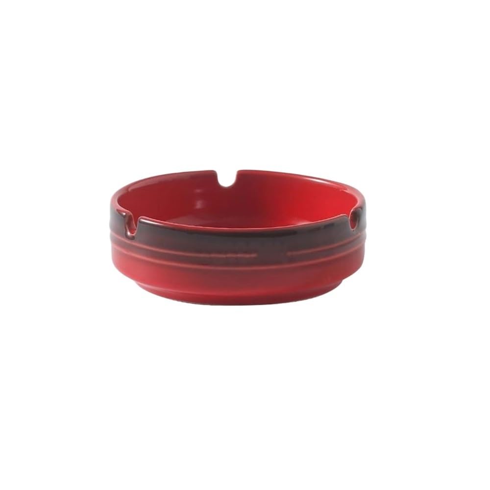 Indoor Decorative Round Ceramic Ashtray Desktop Indoor Or Outdoor for Homes Offices Restaurants Balcony Gardens Hotels for Desktop(Red)