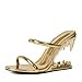 Goiphrri Gold Metallic Wedge Sandals for Women Slip On Shark Teeth Mule Heels Comfortable Open Toe High Heeled Slide Sandals Size 8