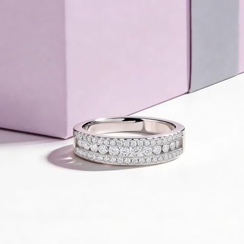 AIHUASI JEWELRY Moissanite Wedding Bands for Women D Color VVS1 Engagement Rings 925 Sterling Silver Eternity Ring Bridal Round Size 9 by AIHUASI JEWELRY - Used condition - Image 6