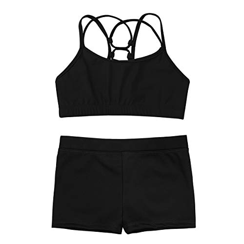 Girls Two Piece Sports Outfit Dance Crop Top Bra with Shorts Set for Gymnastics Dancing Swimwear3