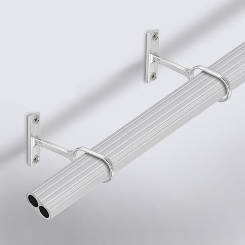 Rannb Oval Shape Closet Rod Center Support Bracket Zinc Alloy with Polished Chrome Finish -Pack of 8