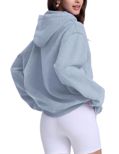 Image of FAIABLE Womens Oversized Vintage Acid Wash Cotton Fleece Hoodie for Women