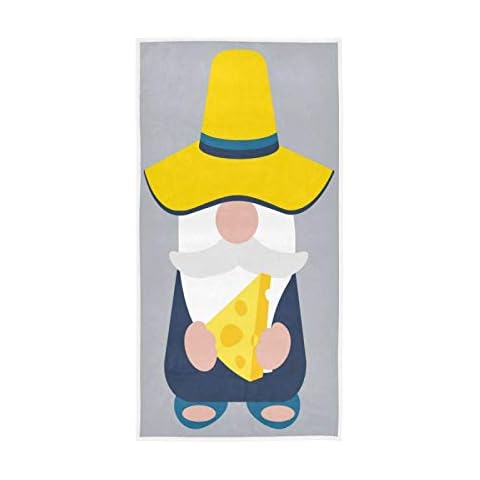 Cheese Kitchen Dish Towel Cute Gnome Hand Towels for Bathroom 16x30in, Decotative Guest Fingertip Face Towel Washcloth for Hotel Spa Gym Sport Cover