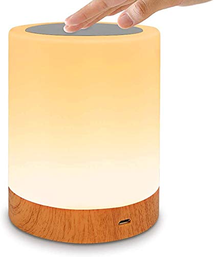 PATIOSNAP Night Light, LED Night Light Touch Control Chargeable Smart Bedside Table Lamp, USB Rechargeable, Color Changing for Kids, Bedroom, Camping
