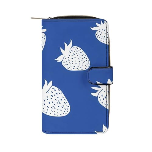 White Strawberry Women's Wallets Leather Fold Clutch Wallet Credit Card Holder Ladies Travel Purse