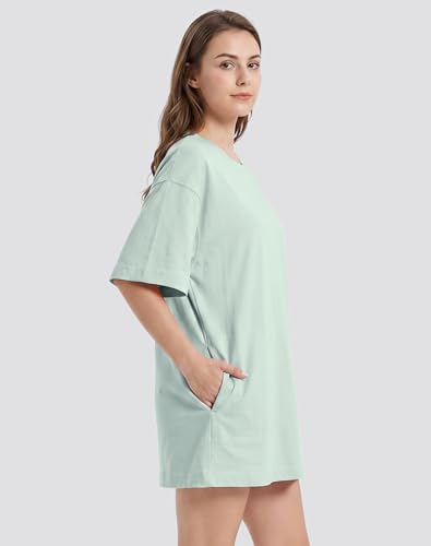 Image of VIUTIL Womens Oversized T Shirt Dress Short Sleeve Crewneck Cotton Mini Dress with Pockets 2026 Casual Summer Clothes