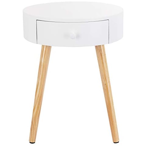 eSituro White Bedside Table with Drawer Cover