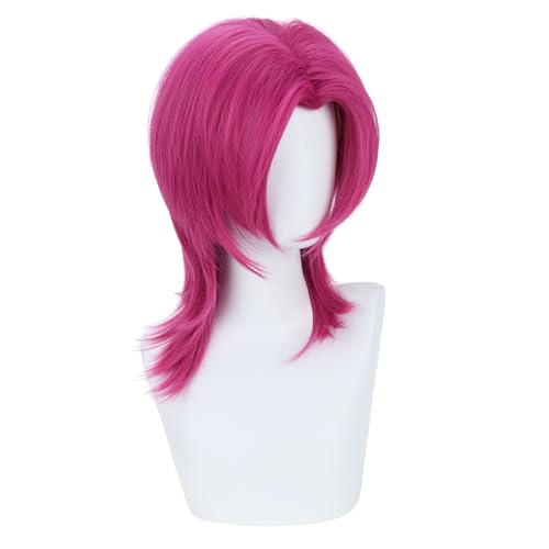 Dark Pink Wigs Pink Wig Cosplay Wig Mens Daily Halloween Costume Synthetic Wigs