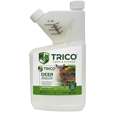 Trico Deer Repellent Concentrate Natural Sheep Fat Formula Long-Lasting Scent & Taste Barrier Rain Resistant Wildlife Protection for Lawns Gardens Orchards & Crops 16 oz