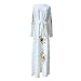 Produktbild Lazzboy Muslim Maxi Dress Trumpet Sleeve Abaya Long Robe Gowns Tunic Belt Islamisch Frau Beiläufig Kleider - Winter Stickerei Lange ärmel Ramadan Gebet Kostüm(Weiß,L)