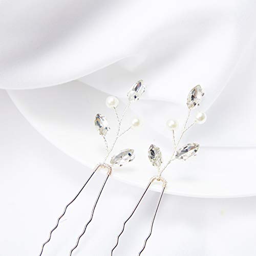 Syhood SYHOOD-PEARL CONSIST-01 6 Pieces Pearl Crystal Bridal Hair Pins Rhinestone Flower Wedding Hair Piece Vintage Hair Accessory Party Hair Pins thumb #4