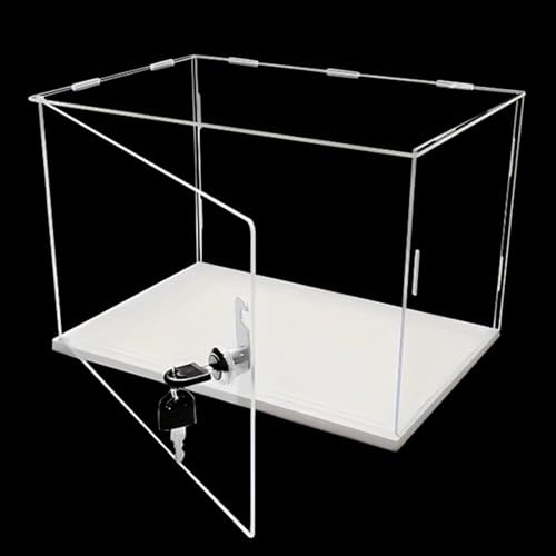 Cajas de Metacrilato Vitrina de Acrílico Transparente con Cerradura y Llave, Caja Acrílica de Protección Contra el Polvo para Coleccionables, Vitrina para Almacenamiento y Organización de Juguetes(20x