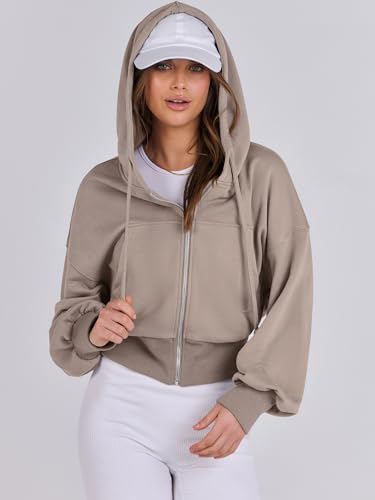 ANRABESS Women's Zip Up Hoodies Cropped Sweatshirts Casual Zip Jackets 2025 Fashion Trendy Spring Outfits - Image 5
